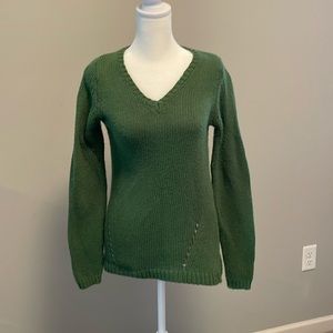 Ann Taylor Green V-Neck Sweater.  Size Petite Small